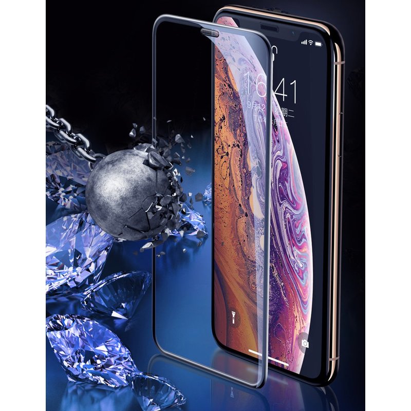 Folie Sticla Curbata iPhone XS Max Baseus Speaker Dust Protector -SGAPIPH65-WA01- Black
