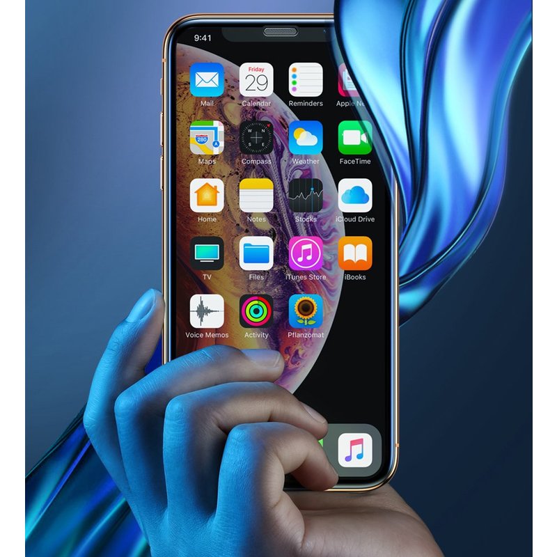 Folie Sticla Curbata iPhone XS Max Baseus Speaker Dust Protector -SGAPIPH65-WA01- Black