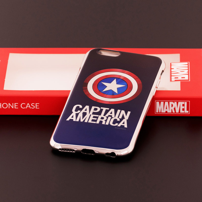 Husa iPhone 6 / 6S Cu Licenta Marvel - Chrome Captain Silver