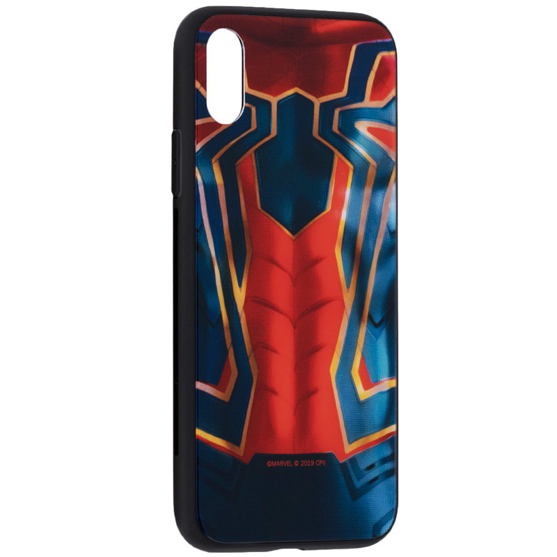 Husa iPhone X, iPhone 10 Premium Glass Cu Licenta Marvel - Spider Suit