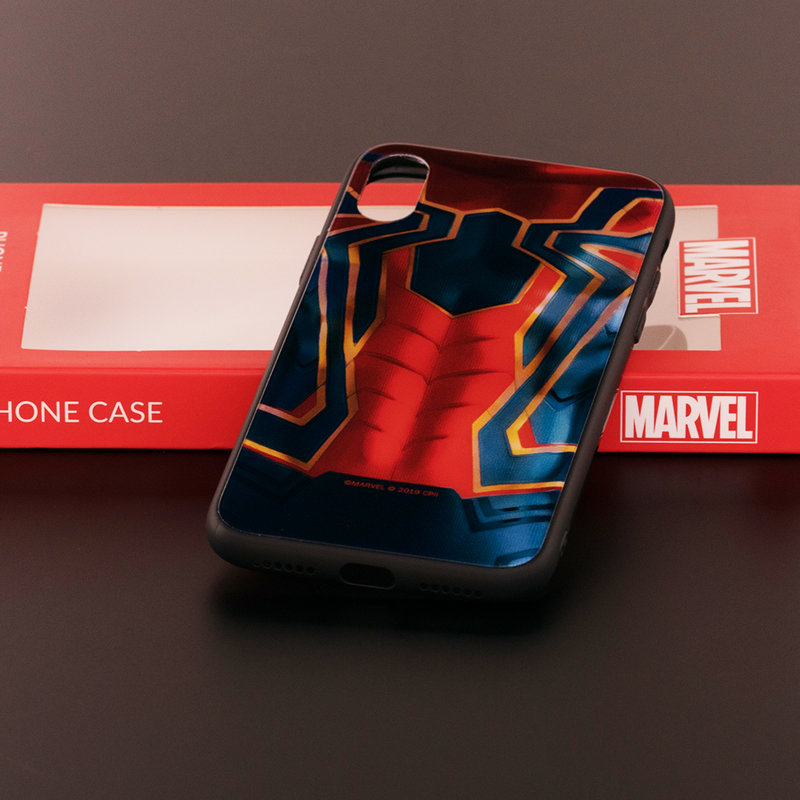 Husa iPhone X, iPhone 10 Premium Glass Cu Licenta Marvel - Spider Suit