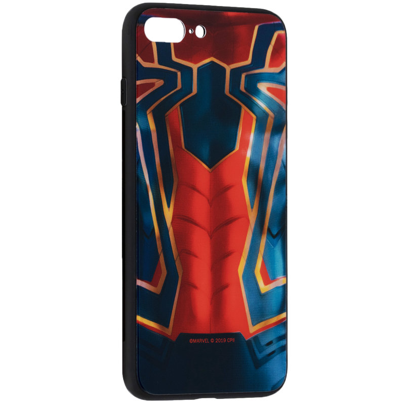 Husa iPhone 7 Plus Premium Glass Cu Licenta Marvel - Spider Suit