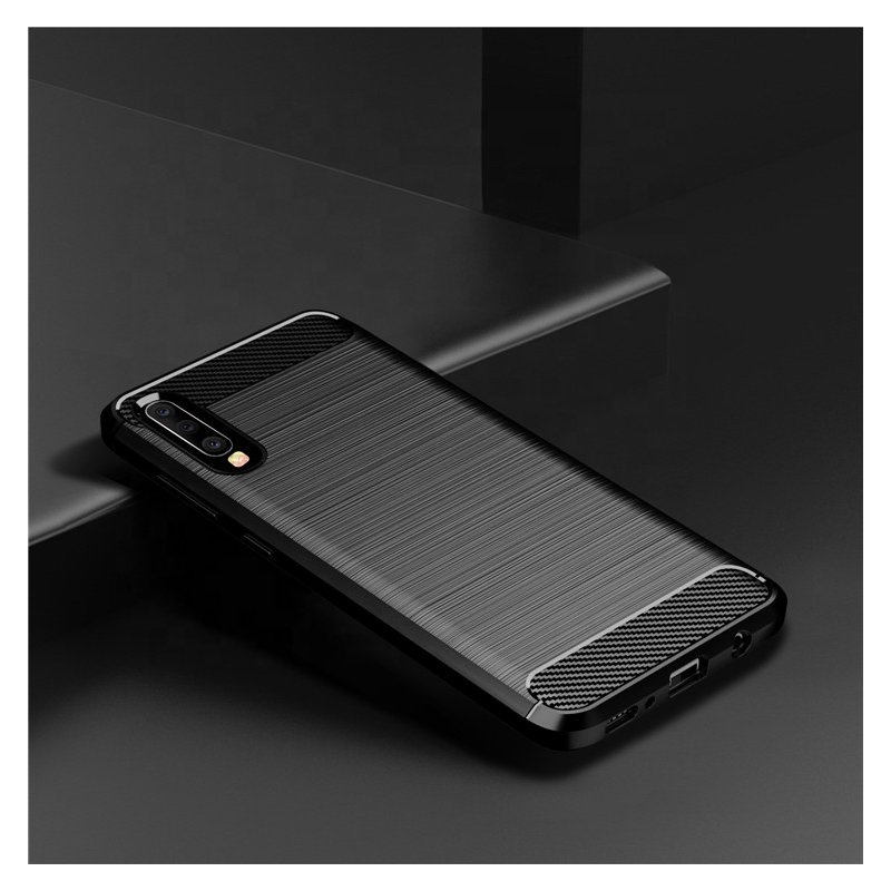 Husa Samsung Galaxy A70 Techsuit Carbon Silicone, negru