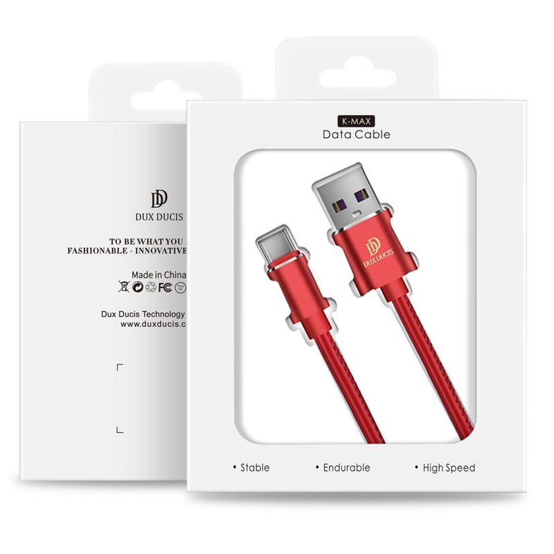 Cablu de date Type C Dux Ducis K-Max 1m/4A, Compatibil Quick Charge 3.0 - Rosu