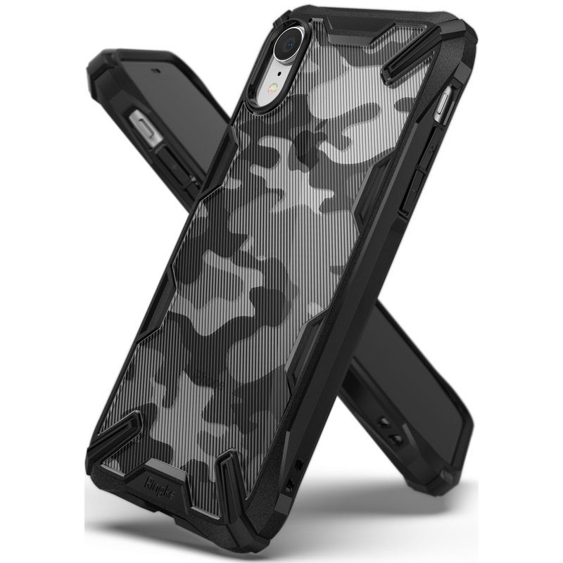 Husa iPhone XR Ringke Fusion X Design - Camo Black