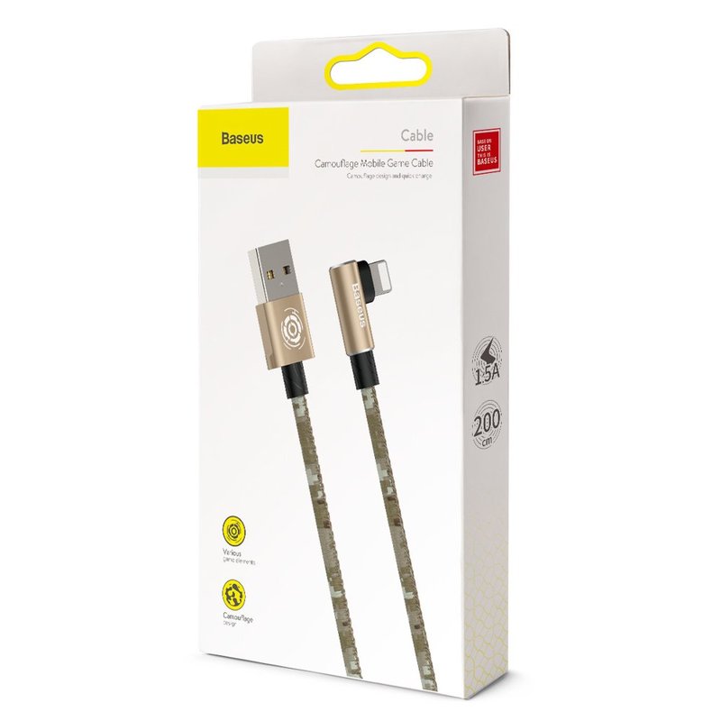 Cablu de date Lightning Baseus Camouflage Game Cable 2M - Brown CALMC-B12