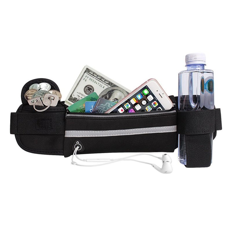 Husa Alergare Tip Curea Jogging Ajustabila Cu Suport Sticla Apa, Telefon, Chei - Verde