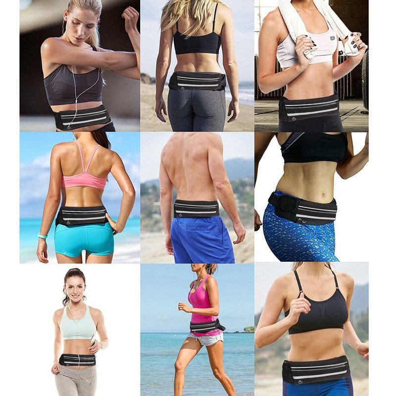 Husa Alergare Tip Curea Jogging Ajustabila Cu Suport Sticla Apa, Telefon, Chei - Verde