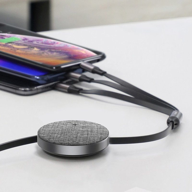 Cablu De Date 3in1, Type C, Lightning, Micro USB Baseus Fabric - Gri CAMLT-BYG1