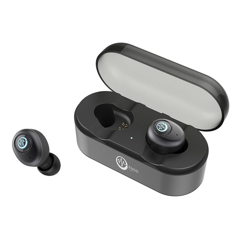 Casti In-Ear Wireless Cu Microfon E'Nod Mini Ring + Docking Station Portabil - Black
