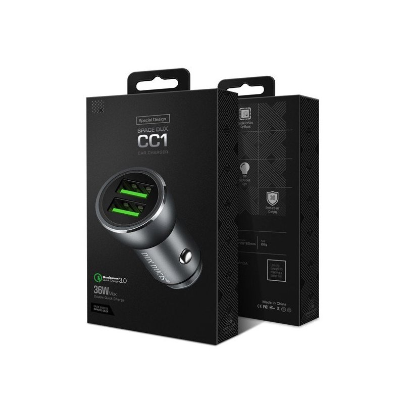 Incarcator Auto Dux Ducis CC1 2xUSB Quick Charge 3.0 36W - Black
