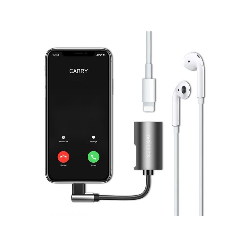 Adaptor Lightning Iphone 2in1 Casti Si Incarcator , Dux Ducis K3 - Negru