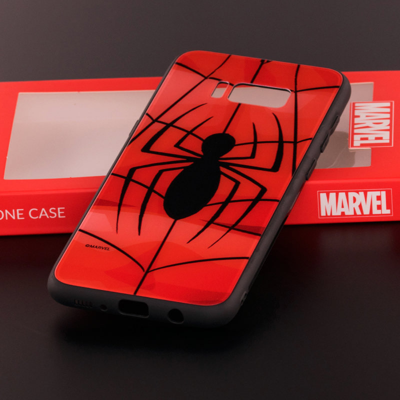 Husa Samsung Galaxy S8+, Galaxy S8 Plus Premium Glass Cu Licenta Marvel - Spider Web