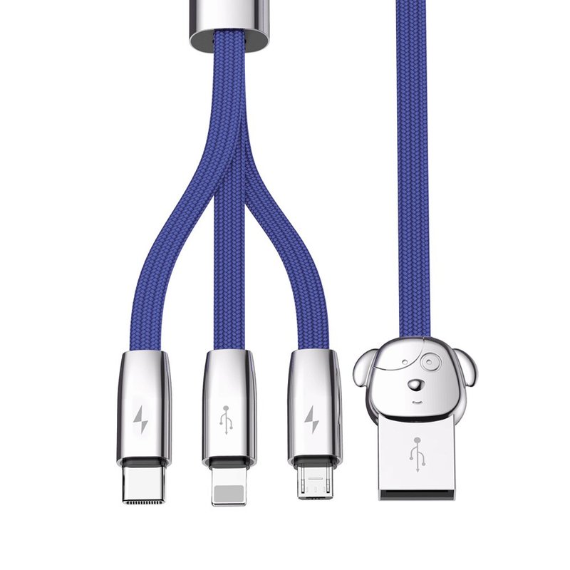 Cablu de date 1.2M 3in1 Baseus Rapid USB-C, Lightning, Micro-USB - Albastru CAMLT-FW03 Cute 