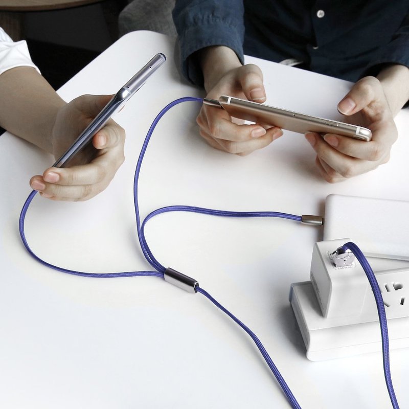 Cablu de date 1.2M 3in1 Baseus Rapid USB-C, Lightning, Micro-USB - Albastru CAMLT-FW03 Cute 