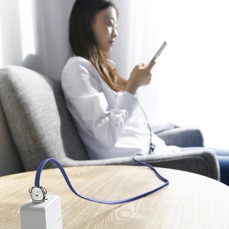 Cablu de date 1.2M 3in1 Baseus Rapid USB-C, Lightning, Micro-USB - Albastru CAMLT-FW03 Cute 