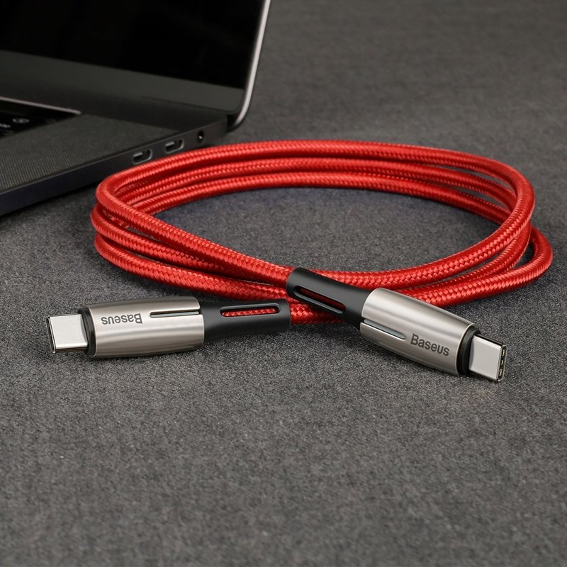 Cablu De Date Type C - Type C Baseus Water Drop Lamp PD2.0, 3A, 1M Fast Charge - Red CATSD-J09