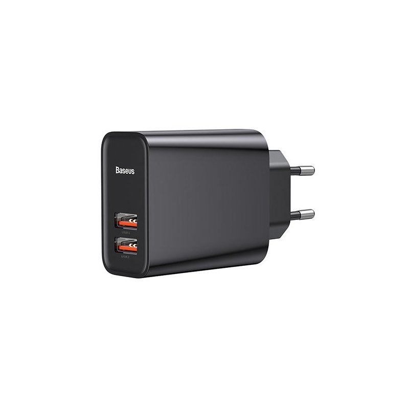 Incarcator Priza Baseus Speed Dual 2xUSB Quick Charge 3.0, 30W 5A - Negru CCFS-E01