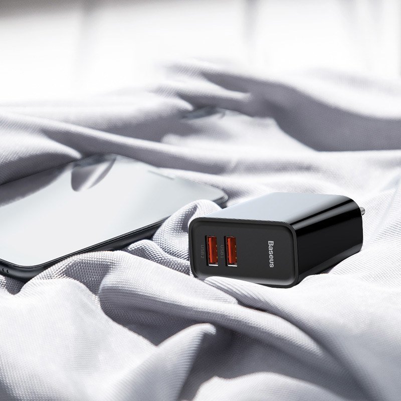 Incarcator Priza Baseus Speed Dual 2xUSB Quick Charge 3.0, 30W 5A - Negru CCFS-E01