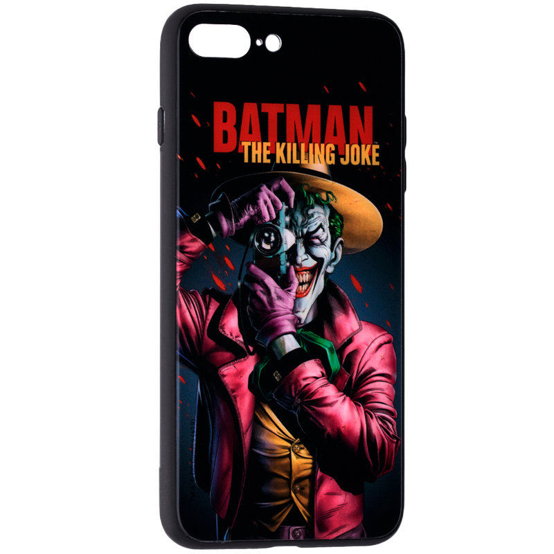 Husa iPhone 8 Plus Premium Glass Cu Licenta DC Comics - Funny Joker