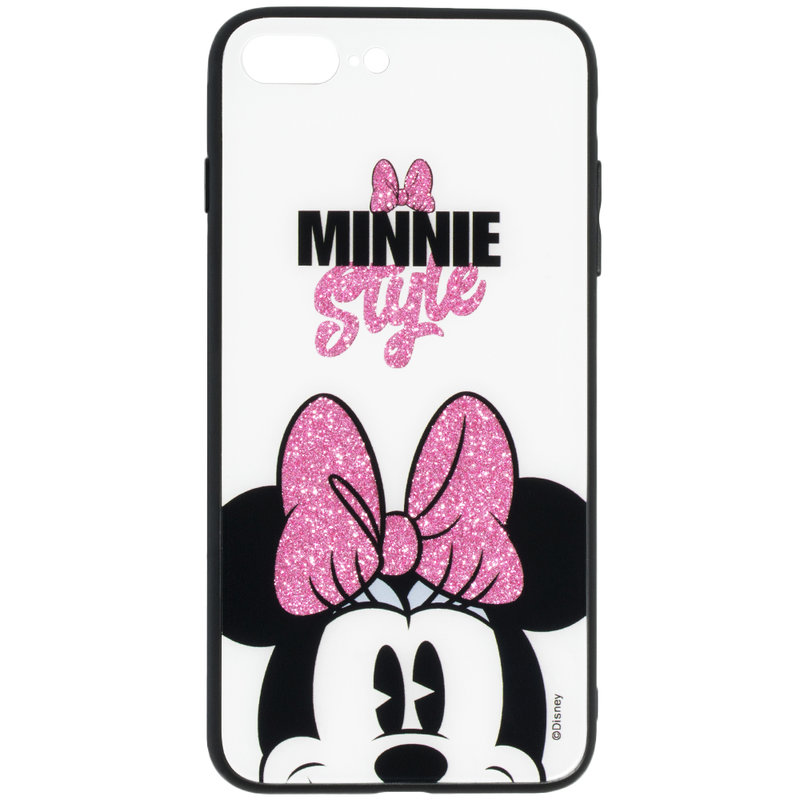 Husa iPhone 7 Plus Premium Glass Cu Licenta Disney - Minnie Style