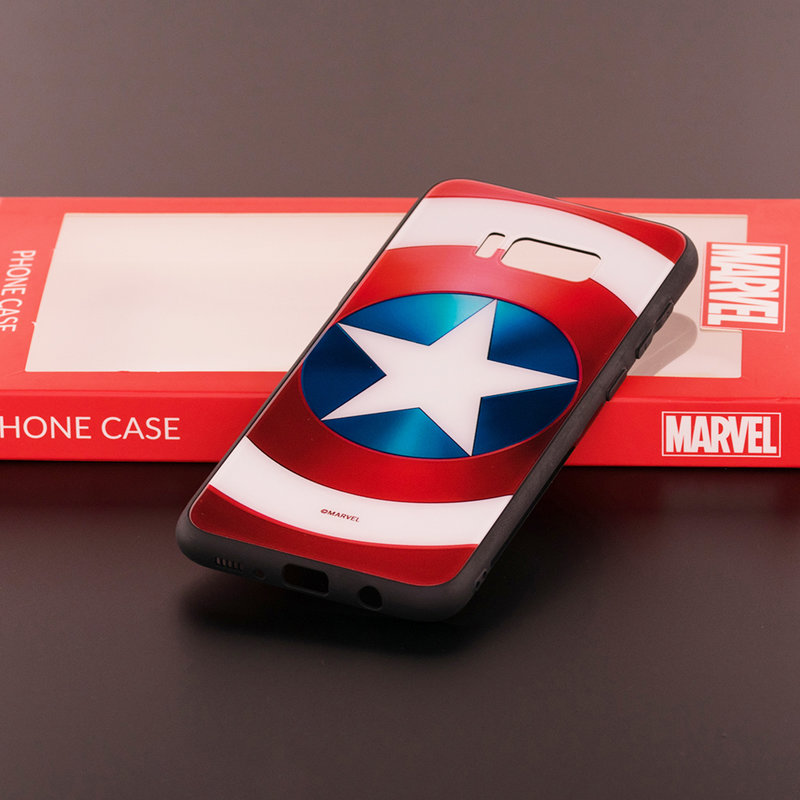 Husa Samsung Galaxy S8+, Galaxy S8 Plus Premium Glass Cu Licenta Marvel - Captain America Shield
