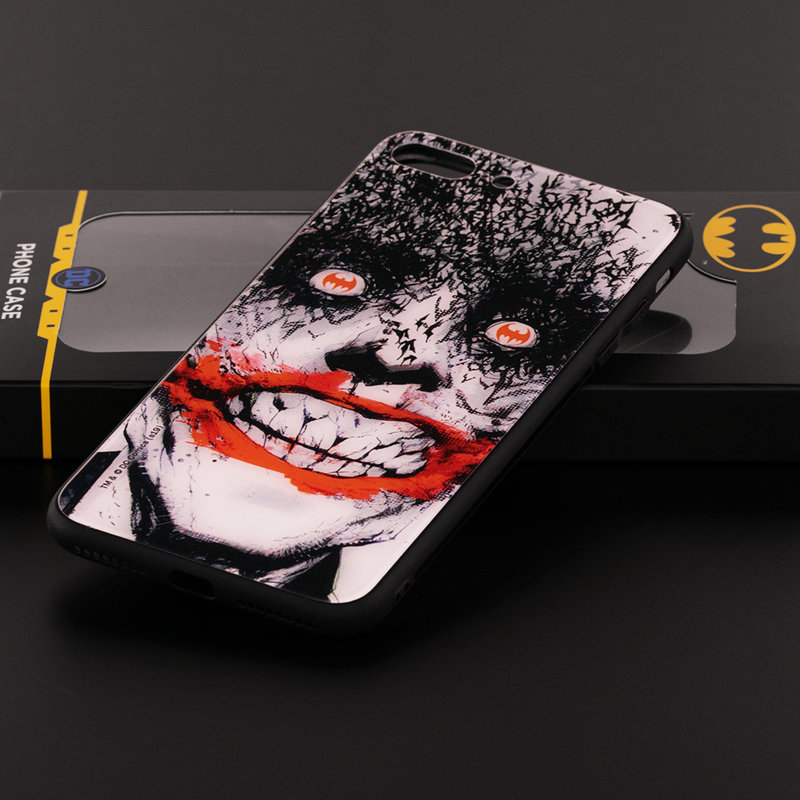 Husa iPhone 8 Plus Premium Glass Cu Licenta DC Comics - Insane Joker