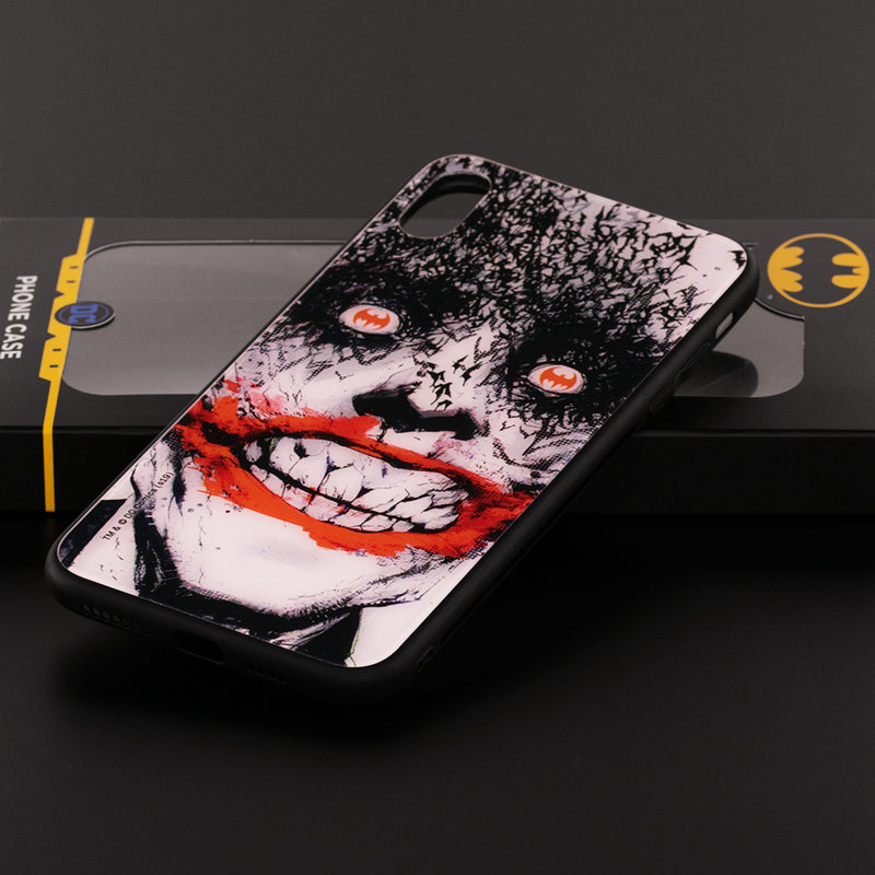 Husa iPhone XS Max Premium Glass Cu Licenta DC Comics - Insane Joker