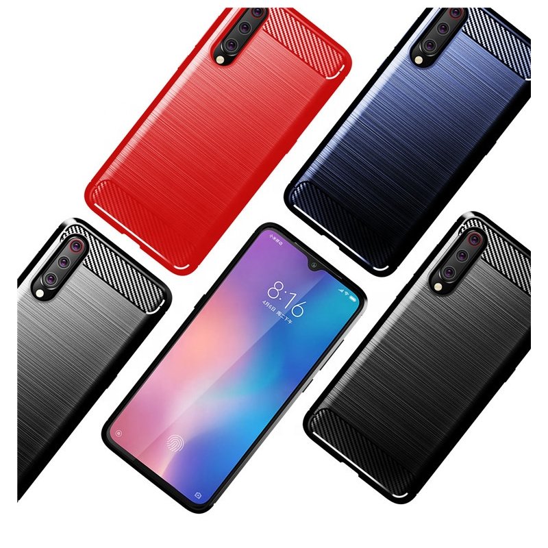 Husa Xiaomi Mi 9 TPU Carbon Albastru