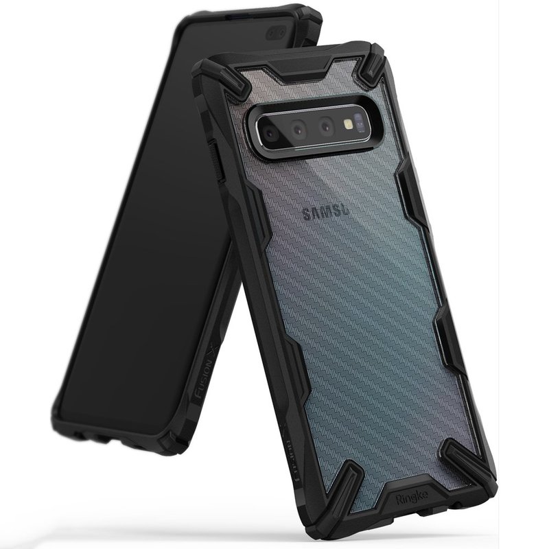 Husa Samsung Galaxy S10 Plus Ringke Fusion X Design - Carbonfiber Black