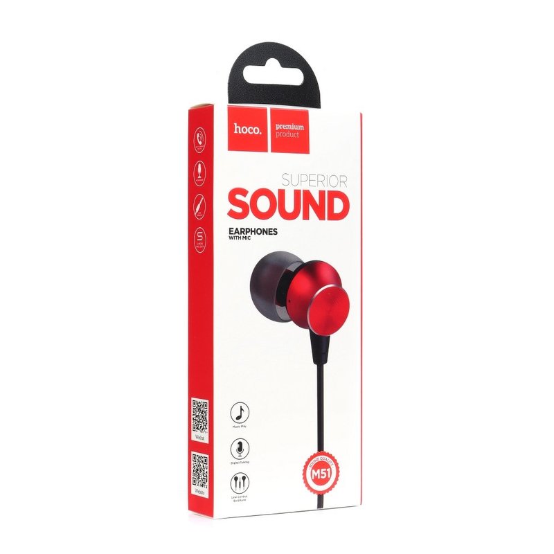 Casti In-Ear Cu Microfon Hoco M51 Proper Sound - Rosu