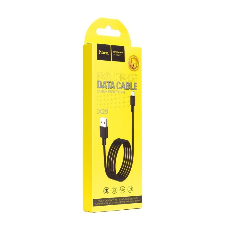Cablu de date Hoco X29, USB la Type-C, incarcare rapida, 2A, 1m, negru