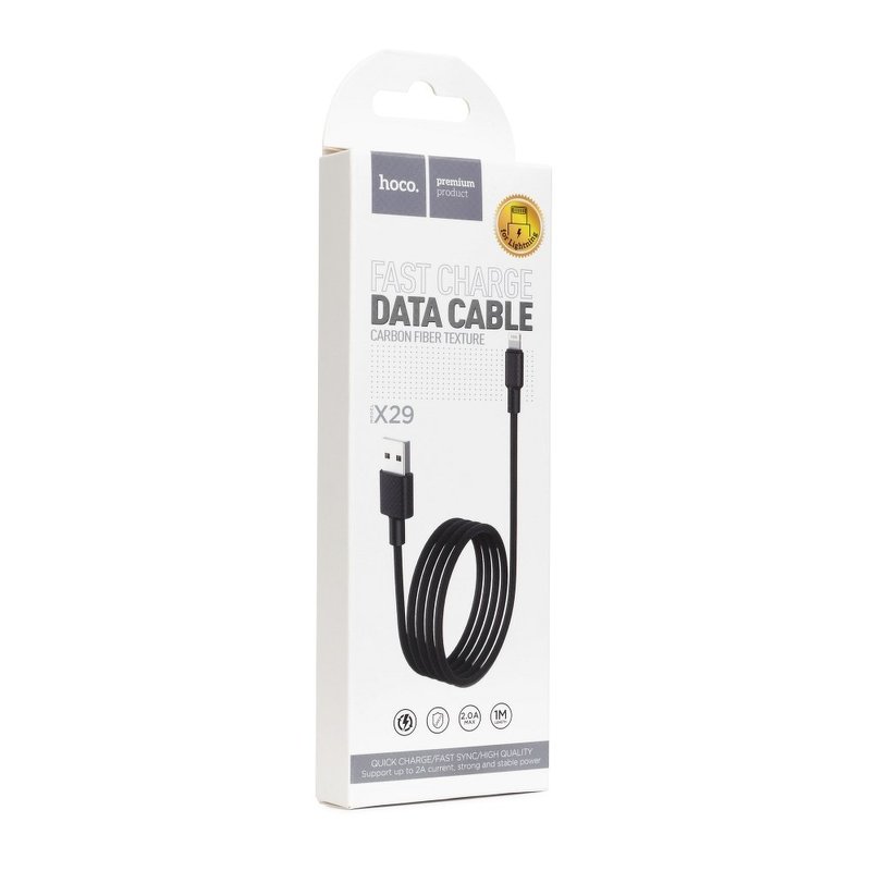 Cablu de date Hoco X29, USB la Lightning, incarcare rapida, 2A, 1m, negru