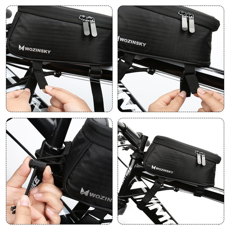 Geanta Ghidon Bicicleta Wozinsky Impermeabila Cu Buzunar Frontal Transparent - WBB2BK - Negru