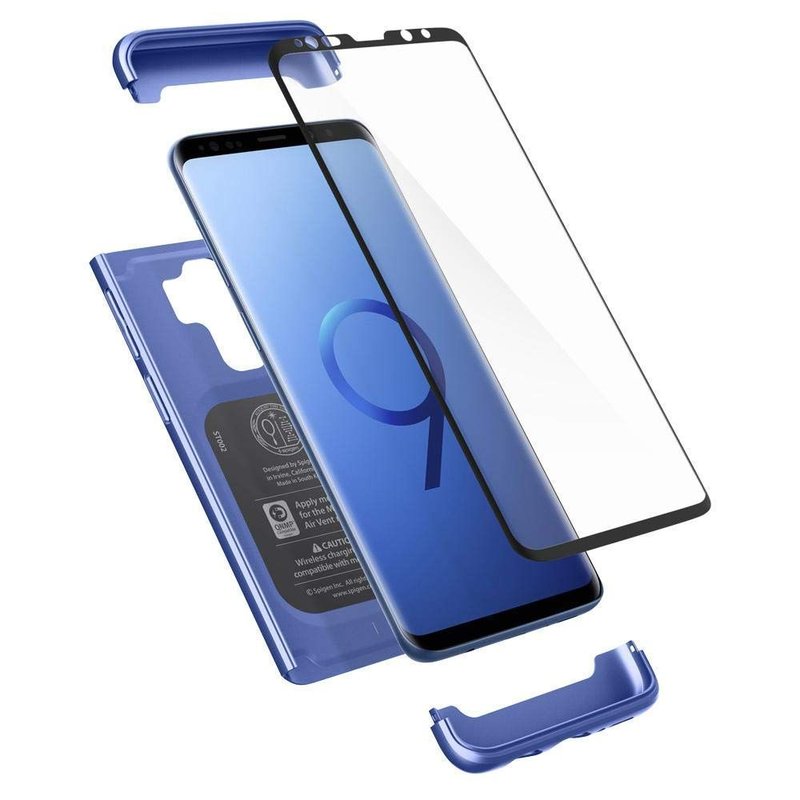 [PACHET 360°] Husa + Sticla Samsung Galaxy S9+ Plus Thin Fit SPIGEN - Coral Blue