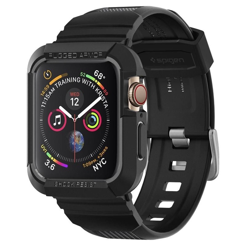 [Pachet Husa + Curea] Apple Watch 4 44mm Spigen Rugged Armor Pro - Black