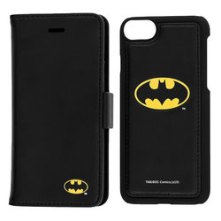 Husa Flip iPhone 7 cu licenta DC Comics - Yellow Batman Mark