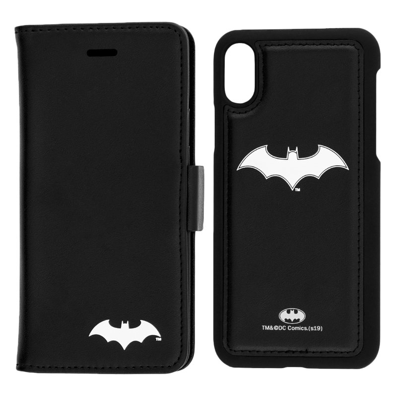 Husa Flip iPhone X, iPhone 10 cu licenta DC Comics - White Batman Mark