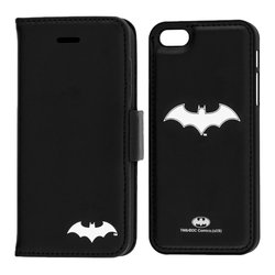 Husa Flip iPhone 5 / 5s / SE cu licenta DC Comics - White Batman Mark