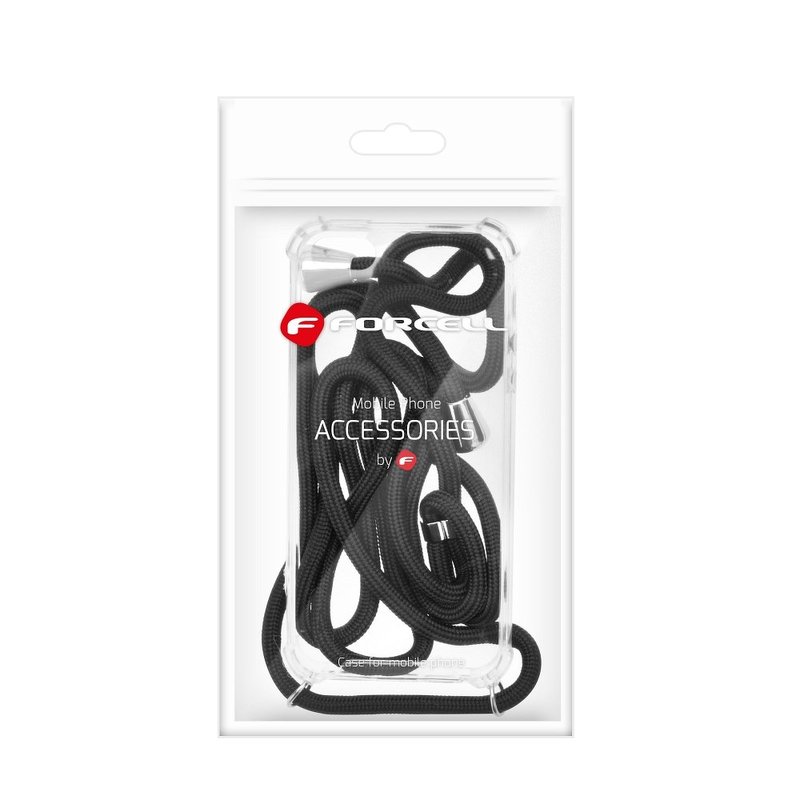 Husa iPhone 5 / 5s / SE Cord Case Silicon Transparent cu Snur Negru
