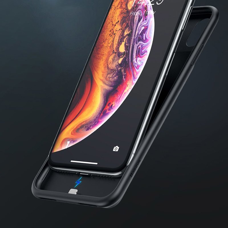 Husa Cu Baterie iPhone XS Max 4200 mAh Baseus Liquid Silicone Backpack - Negru