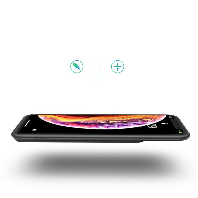 Husa Cu Baterie iPhone XS Max 4200 mAh Baseus Liquid Silicone Backpack - Negru