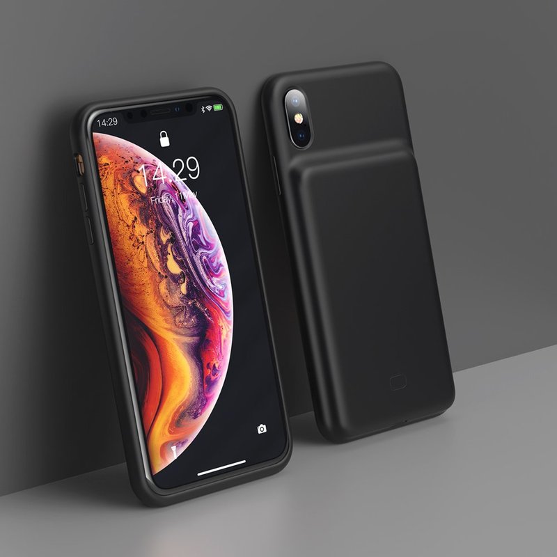Husa Cu Baterie iPhone XS Max 4200 mAh Baseus Liquid Silicone Backpack - Negru