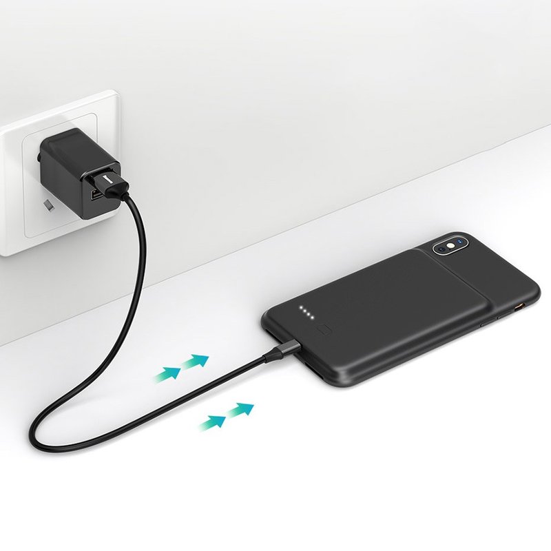 Husa Cu Baterie iPhone XS Max 4200 mAh Baseus Liquid Silicone Backpack - Negru