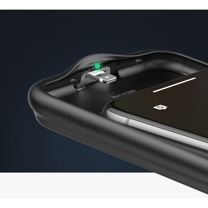 Husa Cu Baterie iPhone XS Max 4200 mAh Baseus Liquid Silicone Backpack - Negru