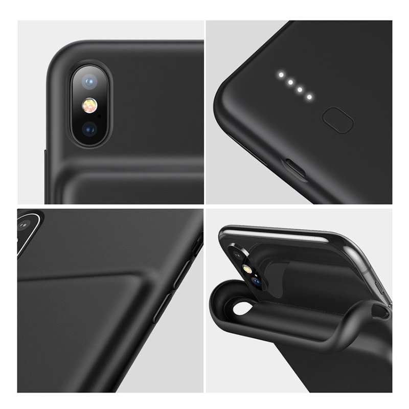 Husa Cu Baterie iPhone XS Max 4200 mAh Baseus Liquid Silicone Backpack - Negru