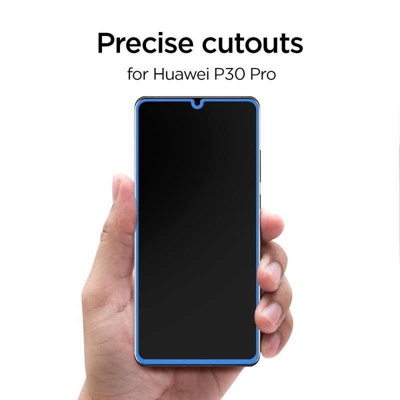 Folie Protectie Huawei P30 Pro Spigen Glas.TR FullCover Cu Rama - Negru