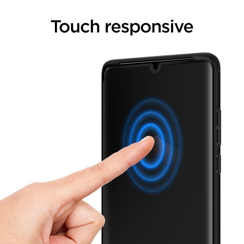 Folie Protectie Huawei P30 Pro Spigen Glas.tR FullCover Cu Rama - Negru