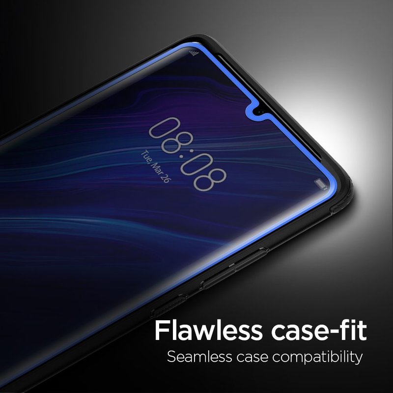 Folie Protectie Huawei P30 Pro Spigen Glas.tR FullCover Cu Rama - Negru