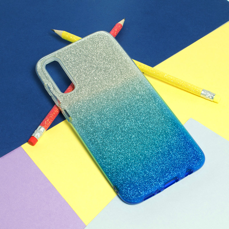 Husa Samsung Galaxy A70 Gradient Color TPU Sclipici - Albastru